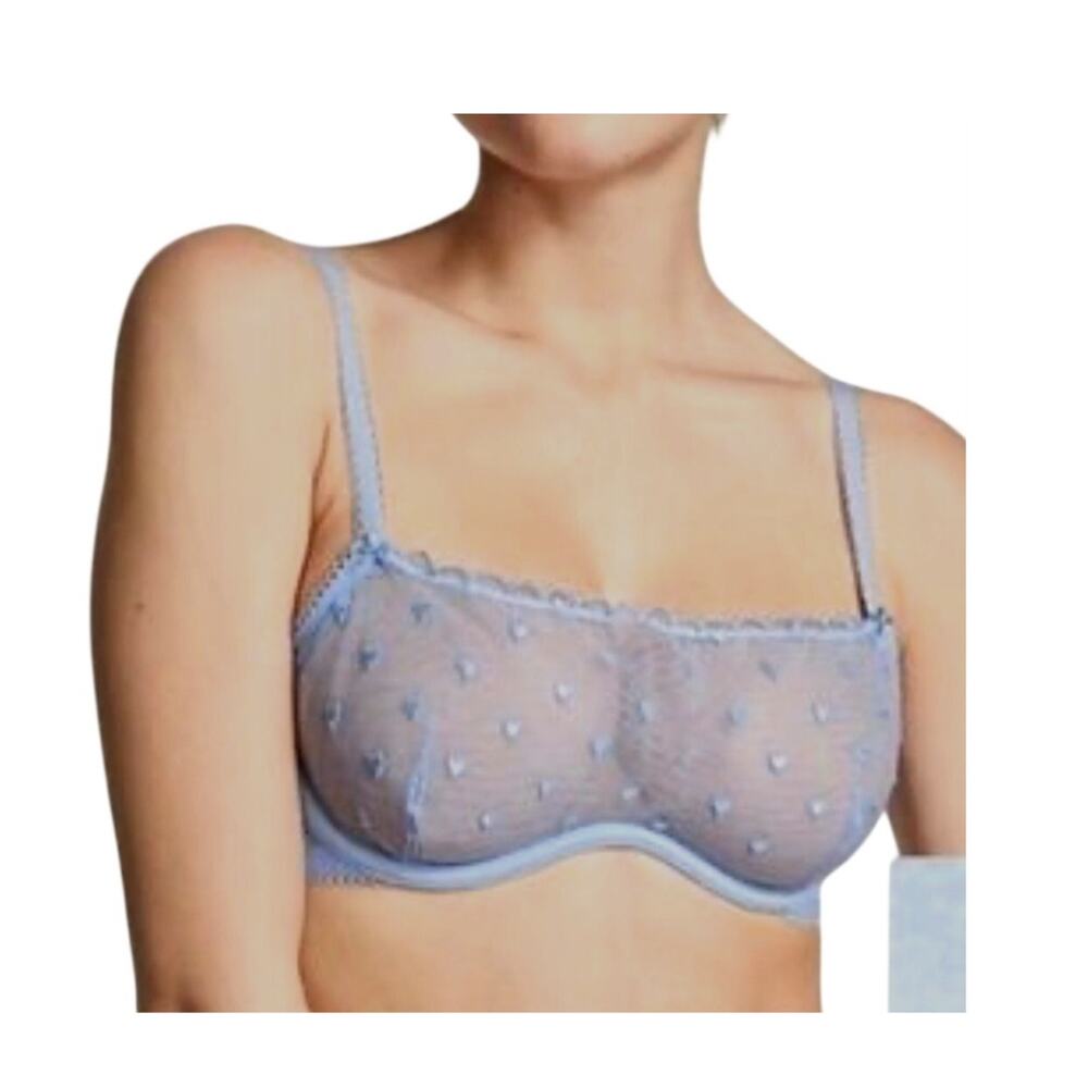 PINK Victoria’s Secret large Wink unlined heart embroidered scoop bra BC3 3211
